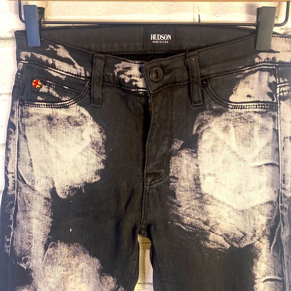 Hudson Women’s Nico Super Skinny Black Acid Wash Jeans Sz-25 - Picture 2 of 12